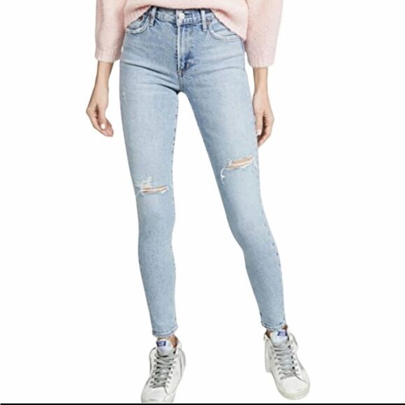 AGOLDE Sophie Mid Rise Distressed Skinny Ankle in Shrine wash | sz 24 - Picture 1 of 14